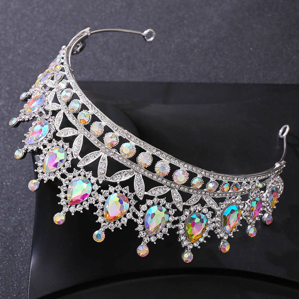 Fashion Water Droplets Crown Alloy Rhinestone Crown 1 Piece display picture 4