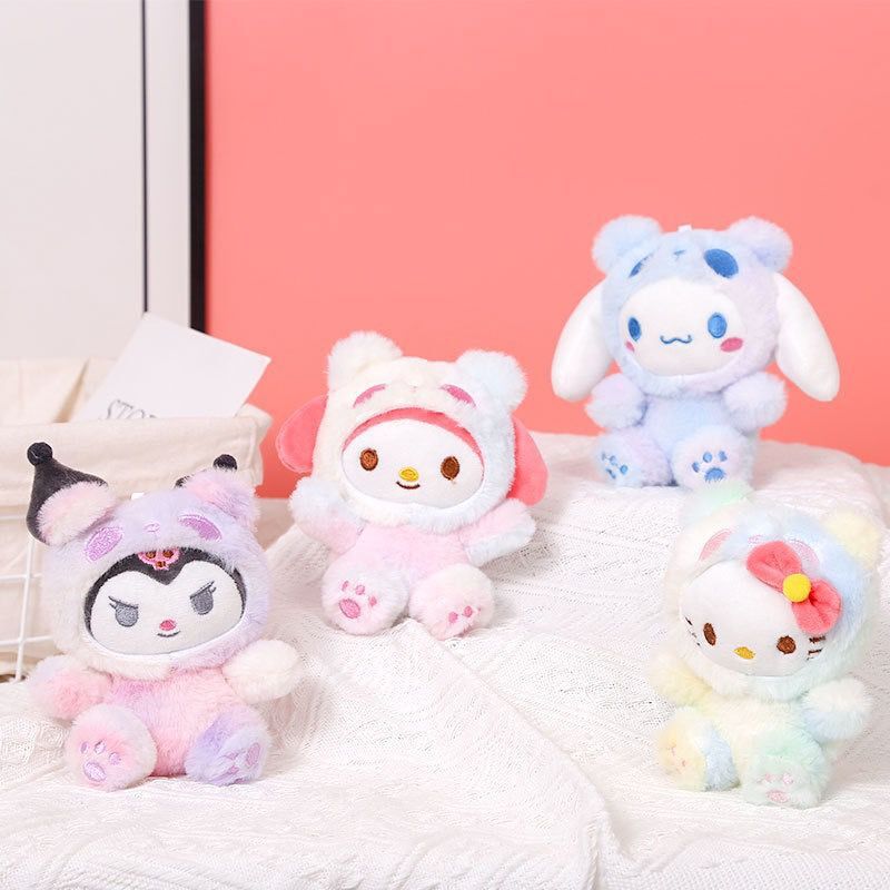 Lindo sanrio floral de peluche pequeño colgante de dibujos animados coolomi llavero de cuatro pulgadas máquina de agarre muñeca al por mayor