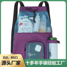 跨境抽绳双肩包女运动背包尼龙健身包男女可折叠游泳用品背包
