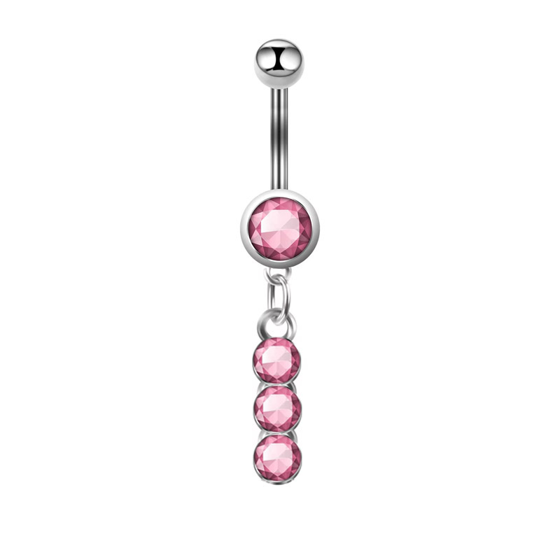 Zirconia Stainless Steel Belly Button Ring Fruit Pink Series_voghion.com