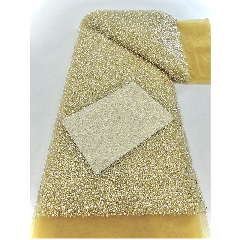 Tela de bordado con cuentas y lentejuelas, resistente y de alta densidad, para vestido de novia, vestido de noche, traje de espectáculo, bordado de lentejuelas en malla