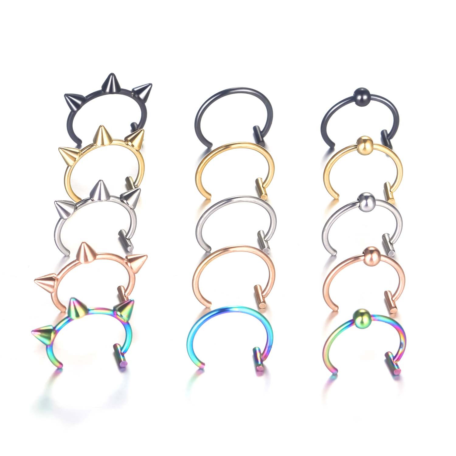 Party Occasion Stainless Steel Material C Shape Pattern Streetwear C Shape Stainless Steel Lip Stud In Bulk