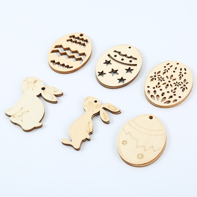 创意复活节木质工艺品挂件激光涂鸦家居装饰品木片挂饰木制挂牌