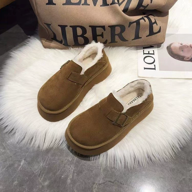Модные флисовые knee-high ботфорты на платформе для отдыха, тёплая обувь