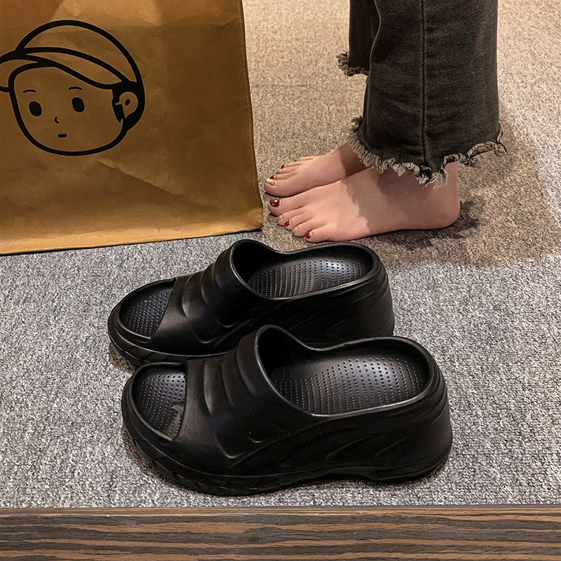 Трансграничные летние уличные пляжные сандалии на танкетке с толстой подошвой и высоким каблуком, оптом от производителя, материал ЭВА