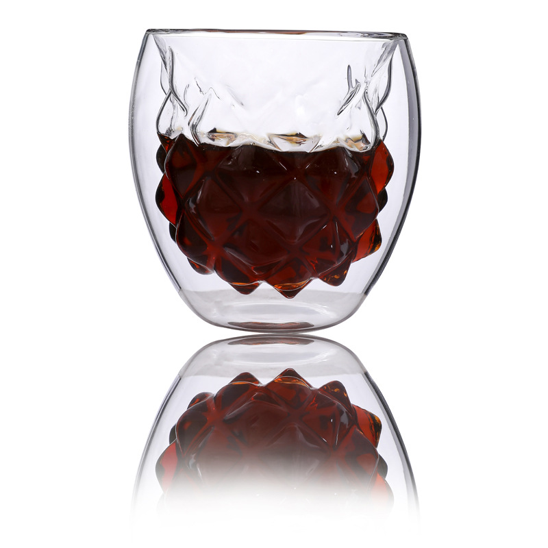 Vidrio de borosilicato creativo taza de jugo de leche taza de vidrio personalizado de doble capa taza de bebida fría tienda de jugo taza de café taza de agua