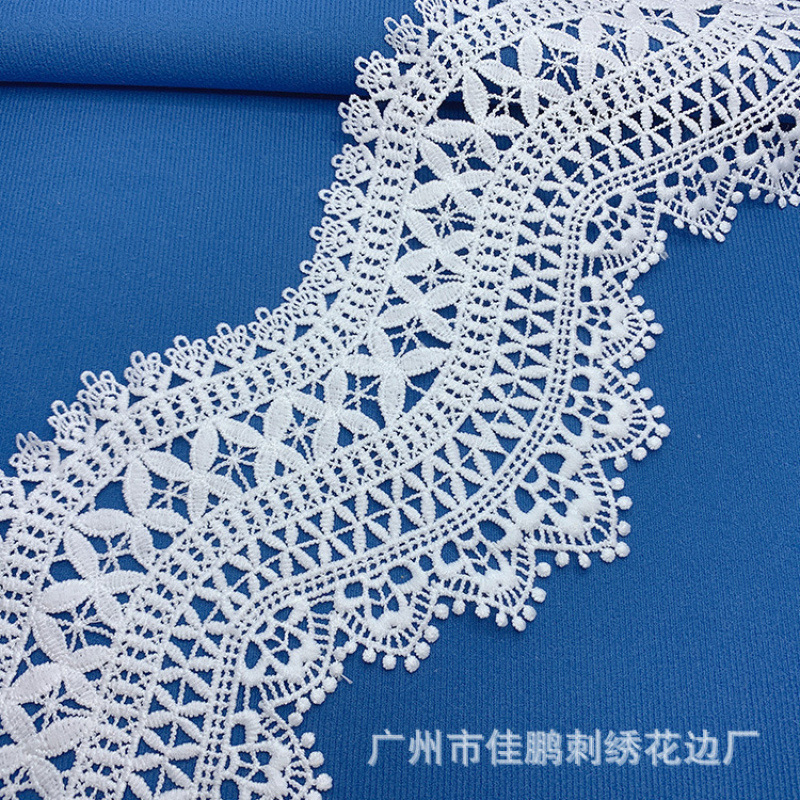 Nuevo 10cm encaje soluble en agua no elástico encaje hueco pestañas encaje blanco leche código de barras accesorios de ropa infantil