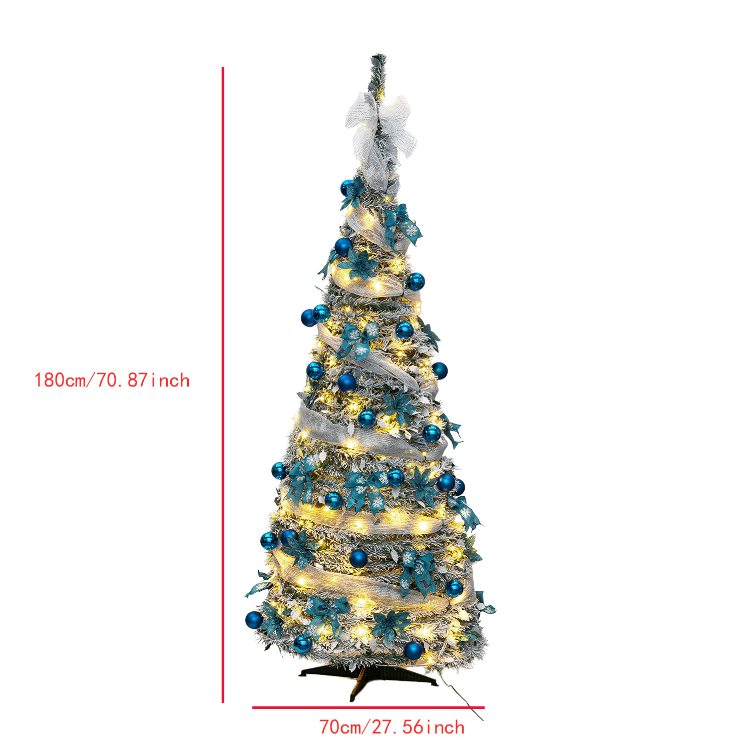 Navidad transfronteriza helicoidal set oro y plata cinta árbol retráctil plegable fácil de ensamblar decoración de árbol de Navidad