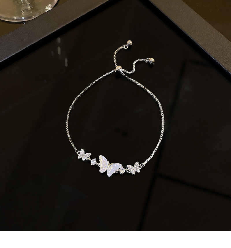 Fashion Butterfly Titanium Steel Plating Zircon Bracelets 1 Piece