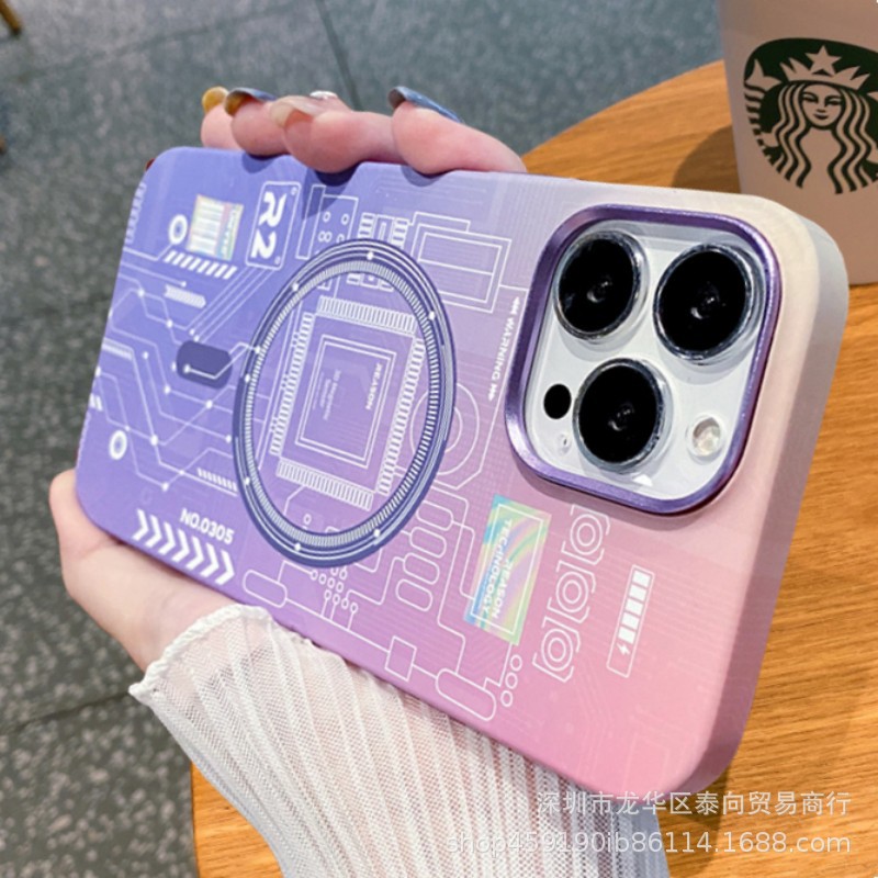 Aplicable a Apple 16 placa de circuito, carcasa magnética para teléfono móvil ip15 animación de carga inalámbrica 14promax funda protectora de sensación de piel