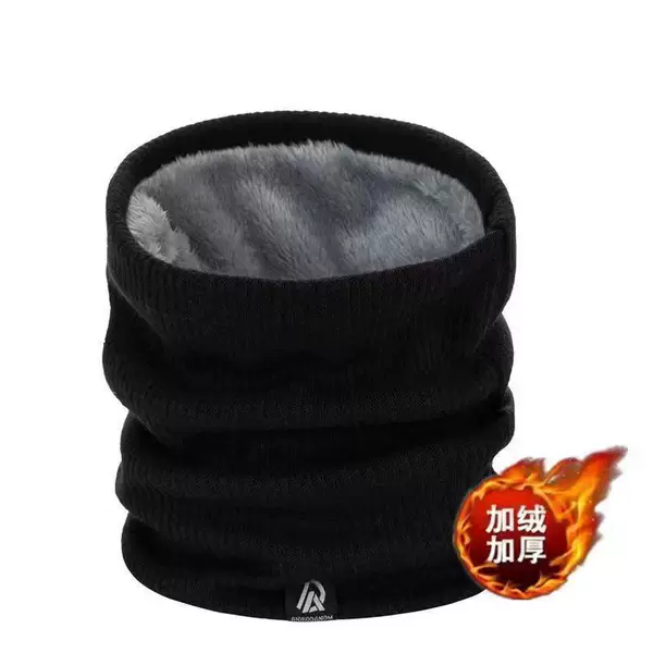 Autumn and Winter pullover knitted scarf men's and women's warm all-match wool scarf windproof fleece-lined thickened cervical collar