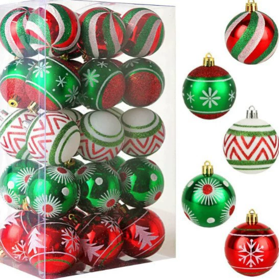 Набор рождественских шаров для украшения интерьера, 6 см, 30 шт., расписные подвески, набор для декора