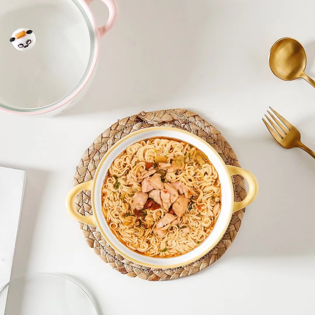 Personalidad creativa lindo Panda de dibujos animados regalo de tazón de fideos personalidad tazón de sopa de cerámica tazón de ensalada coreano con tapa tazón de arroz