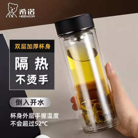 希诺双层玻璃杯隔热防烫礼盒装男女士商务泡茶杯耐高温大容量水杯