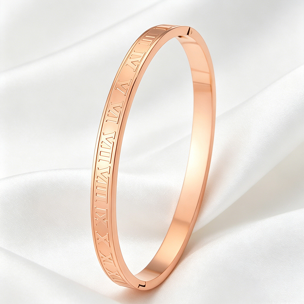 Pulsera de acero de titanio Pulsera de acero inoxidable romana digital griega Pulsera de moda de alta gama para niñas Pulsera retro que no se desvanece