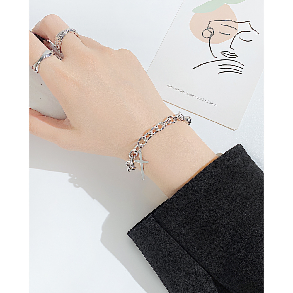 Simple Style Cross Stainless Steel Bracelets Chain No Inlaid Stainless Steel Bracelets
