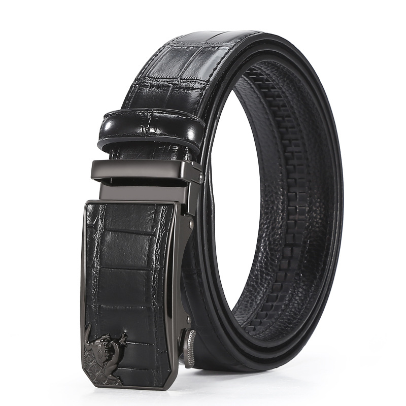 Cocodrilo hombres cinturón de negocios automático hebilla cinturón joven simple de alta gama pura piel de vaca pantalones cinturón de fábrica al por mayor