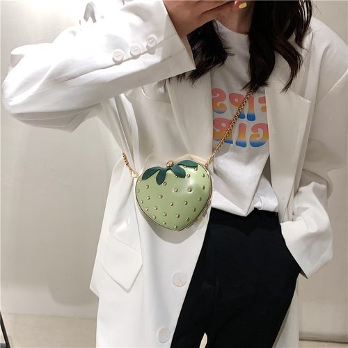 Internet celebrity small strawberry heart-shaped chain bag  cute and stylish cross-body girl ins Internet celebrity mini coin purse
