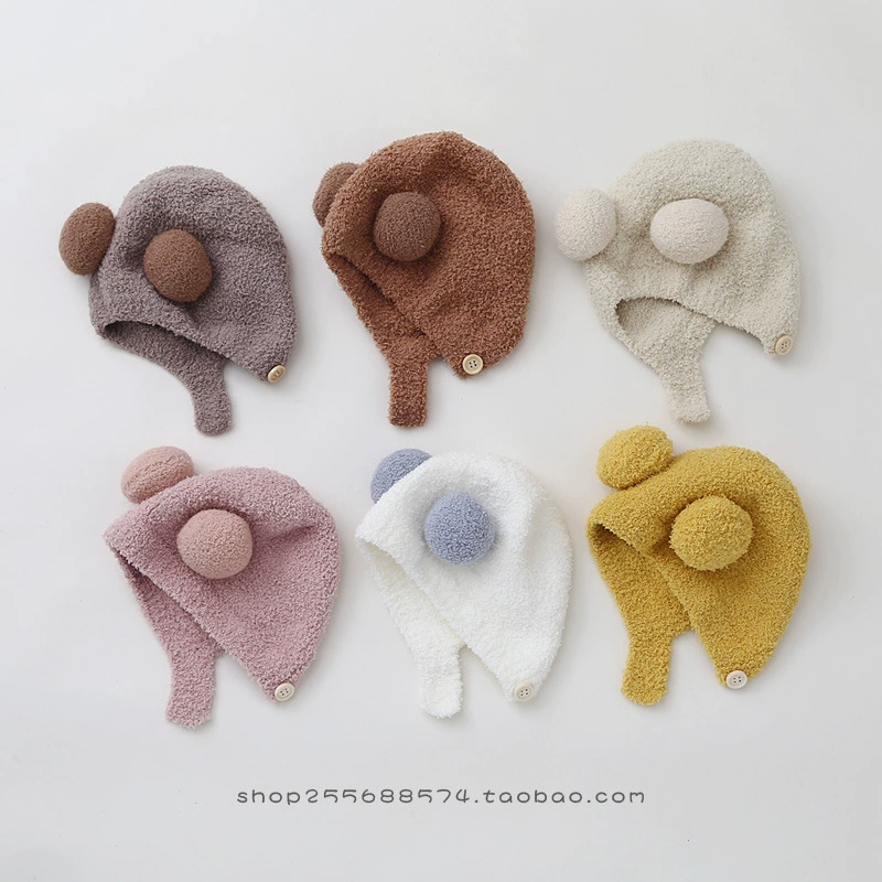 Детская шапка осень-зима детская шерстяная шапка детская ушная шапка коралловый бархат милый вязаный мальчик девочка зимний