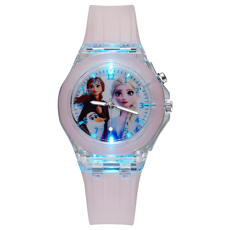 Glowing cartoon children's watch, elementary school watch, ice princess girl watch, birthday gift watch