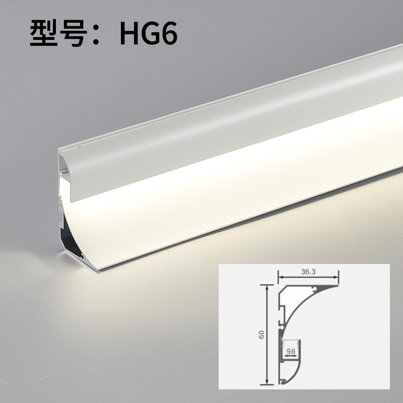 Línea de retorno emisor de luz ranura de suspensión lámpara de araña de esquina perfil de aluminio Lámpara de techo de montaje en superficie sin ranuras yeso