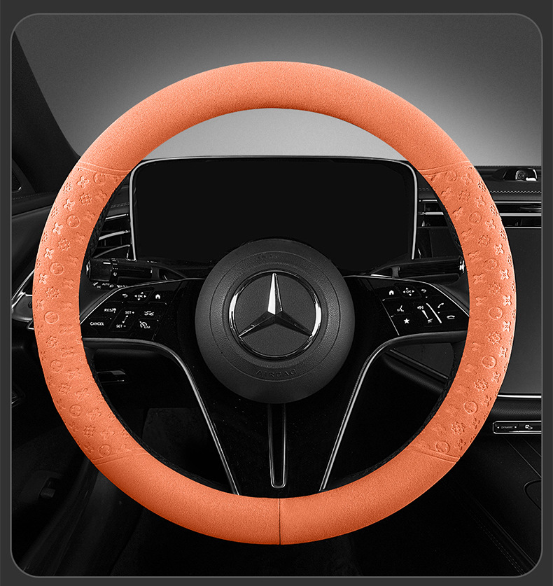 Ultra-thin non-slip breathable suede steering wheel cover, suitable for all seasons