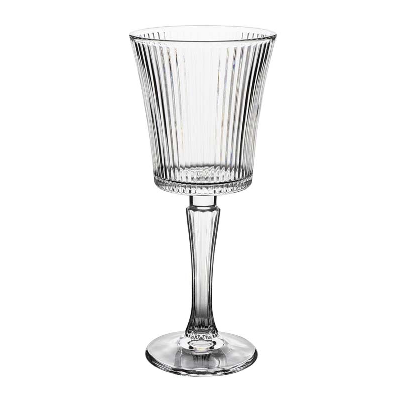 Vintage tazas de vino a rayas verticales tazas de vidrio de pie alto tazas de champán caseras europeas de alto valor de vino tazas de vino de fruta