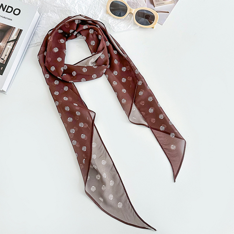 Bufanda de seda, banda larga, sentido de alta calidad, flor de doble cara, sentido de la atmósfera coreana, pañuelo, cinturón para el cabello, bufanda decorativa, bufanda fina, chal