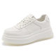 Thick Sole White Shoes Women's 2025 Spring New Solid Color Increased Flat Casual Fashion All-match Sports Lace-up Sneakers