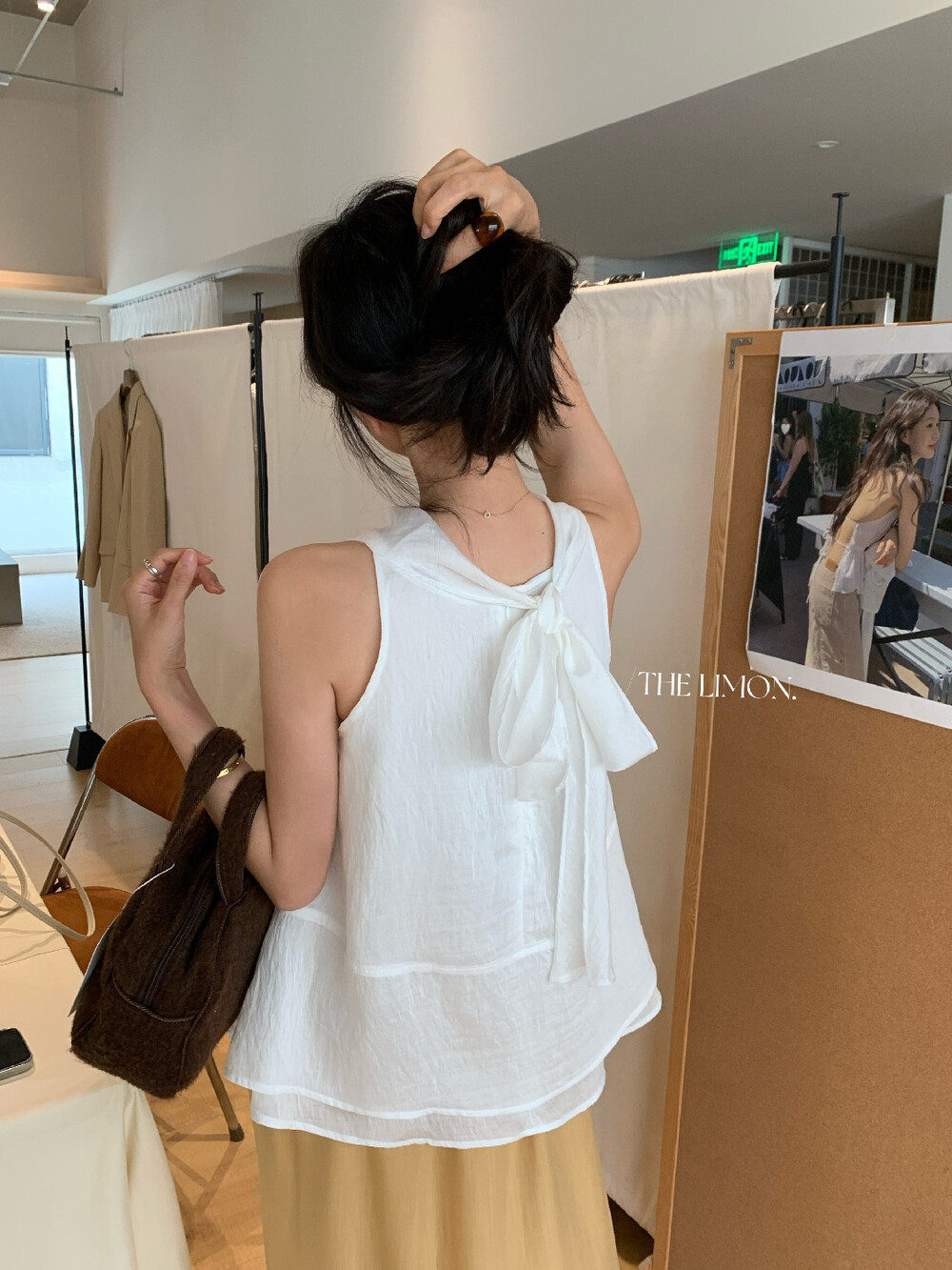 Áo hai dây nữ thiết kế dây rút phối nơ, mặc trước sau đều được, tôn dáng thon gọn — màu hồng, màu cam, màu trắng, xanh lá cây chi tiết 27