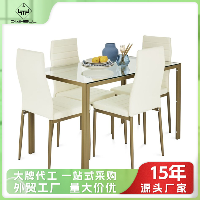 Mesa de comedor de vidrio temperado personalizado transparente nórdica simple rectangular mesa de comedor para cuatro personas mesa de comedor image 1