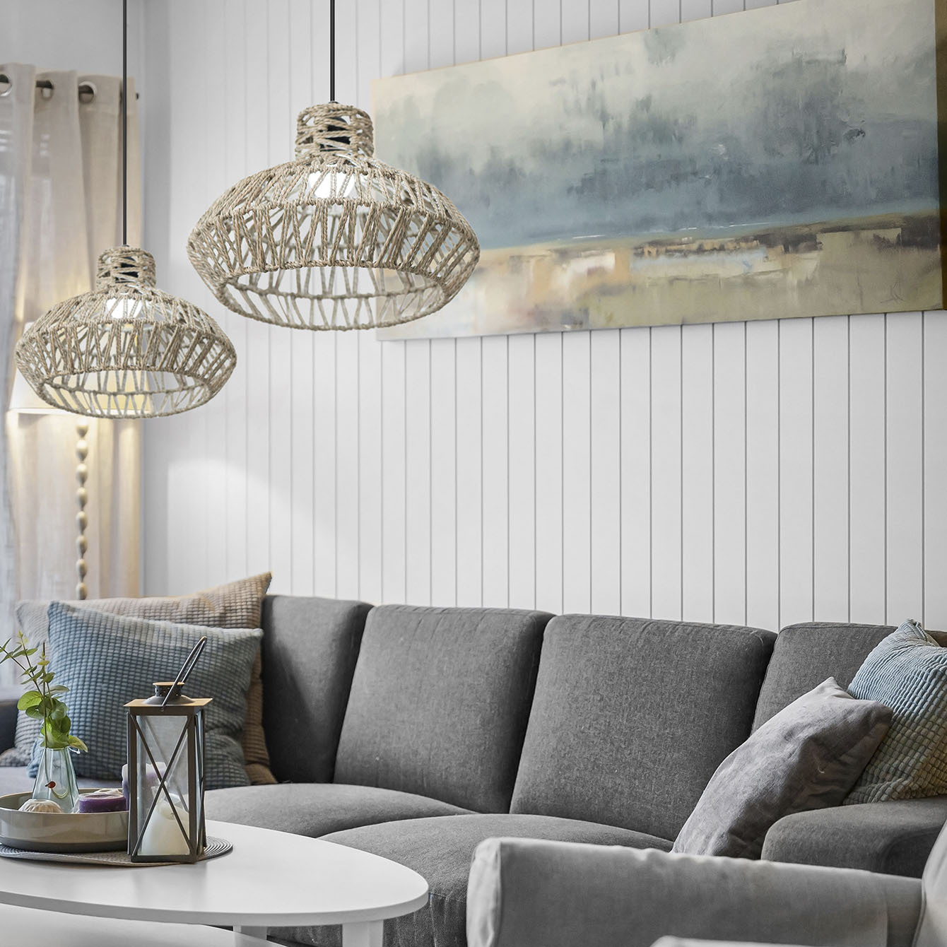 Campana de viento pastoral tela a mano lámpara de lámpara de cuerda de paja dormitorio residencial hotel café decoración creativa lámpara de lámpara