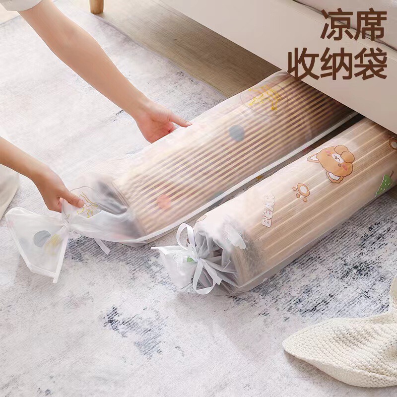 Peva Mat Cover Carpet Floor Mat Dustproof Moisture-Proof Storage Bag Foldable Straw Rattan Mat Drawstring Storage Bag