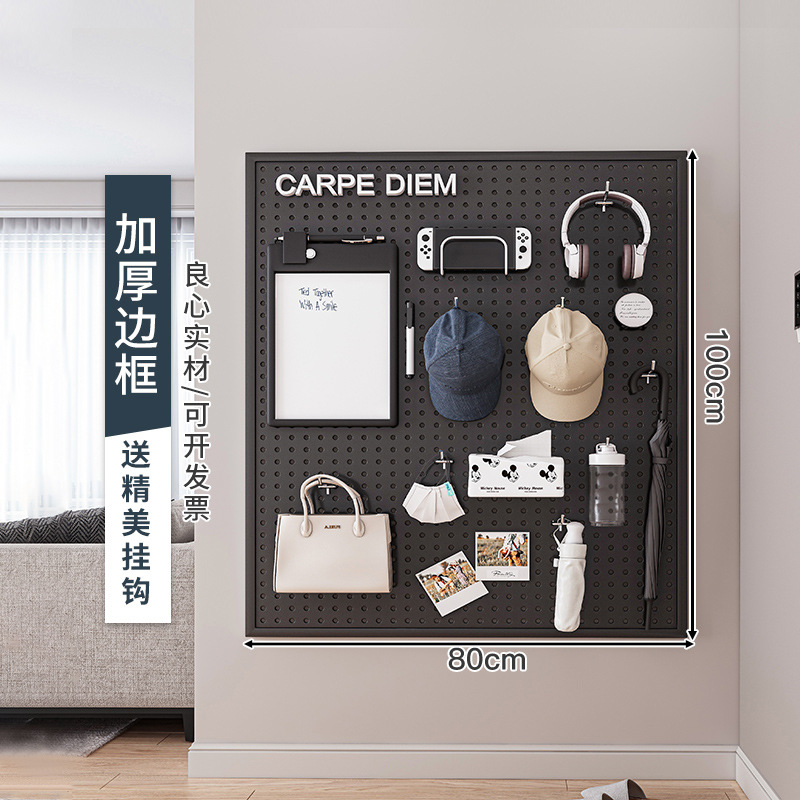 Tablero de agujero redondo, estante de estante de pared, almacenamiento de pantalla de acero inoxidable, herramientas de hardware, pared de tablero colgante universal