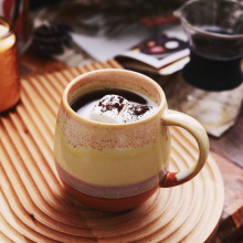 美式复古杯子陶瓷马克杯带盖勺咖啡杯办公室水杯燕麦茶杯早餐杯