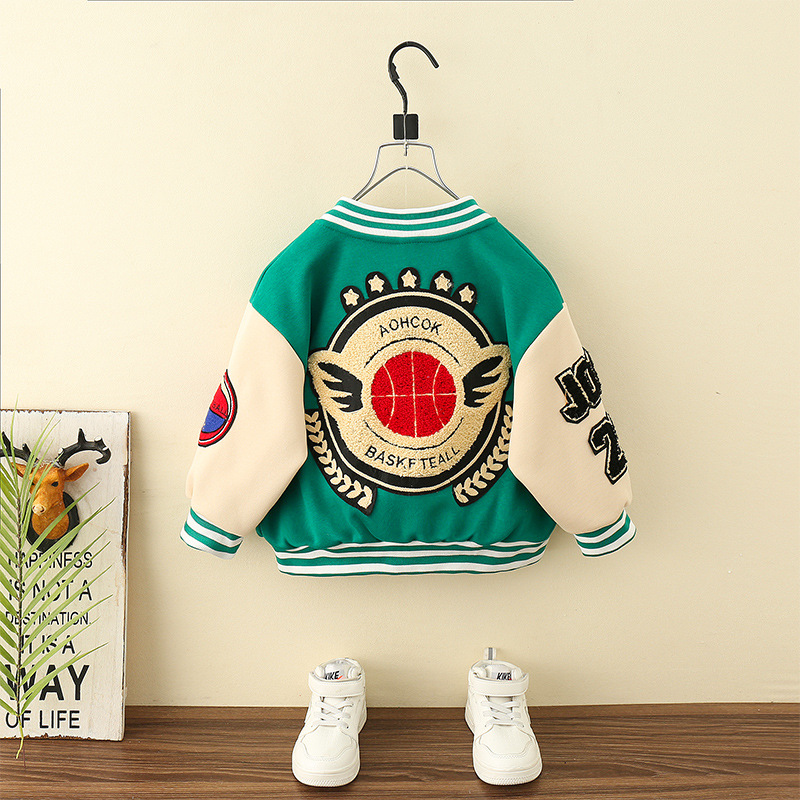 Boys' A-line Labeled Baseball Jersey 2024 Spring and Autumn New Korean Edition Children's Fashion Brand Coat Baby_voghion.com