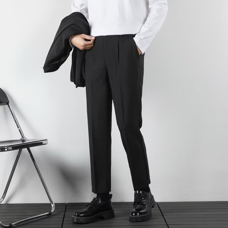 New Spring/Autumn Men's Slim Fit Business Style Formal and Casual Straight-Leg Loose Premium Flow Slim Fit Suit Trousers Trendy