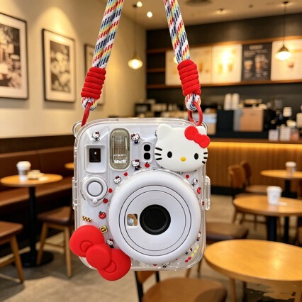 Mini13 Transparent Case Instax Crystal Hard Shell Camera Protective Case Chain