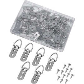 10件D形环钢质图片挂钩带 20 个螺丝,重型双孔图片挂钩套盒