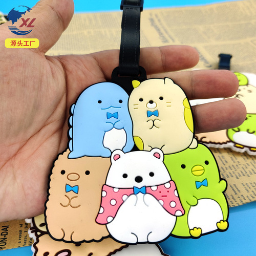 Cartoon cute corner creature PVC soft rubber luggage tag pendant creative luggage tag aircraft checked tag