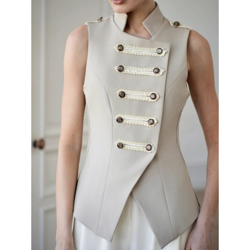 Moda casual delgada cuello de pie hebilla chaleco chaleco 2026 nuevo estilo de primavera transfronterizo europeo y americano image 4