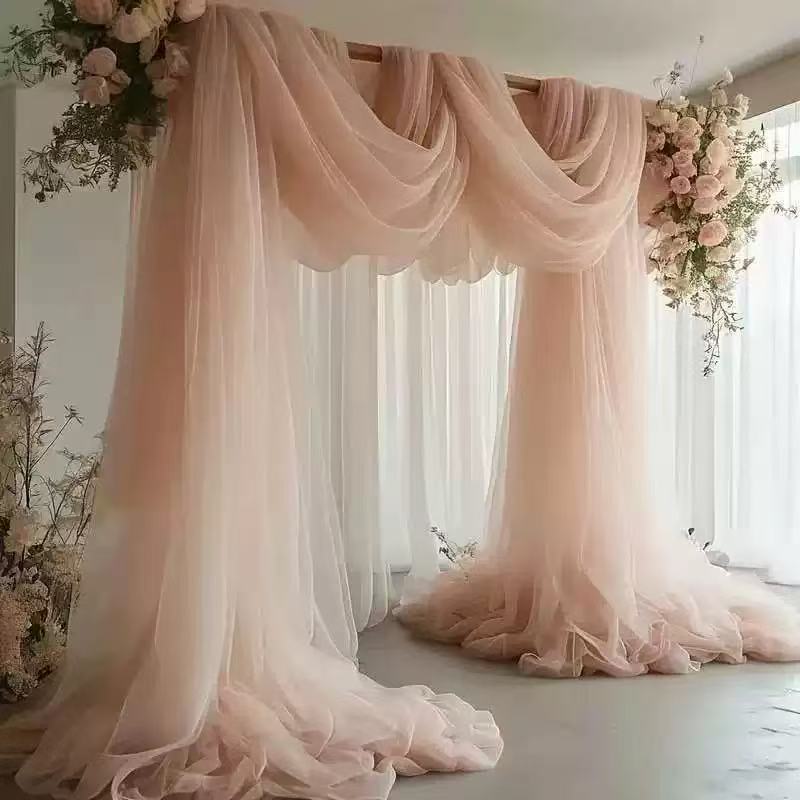 Fábrica de red en stock USA red diseño de boda DIY silla transfronteriza poliéster suave tela de malla de poliéster