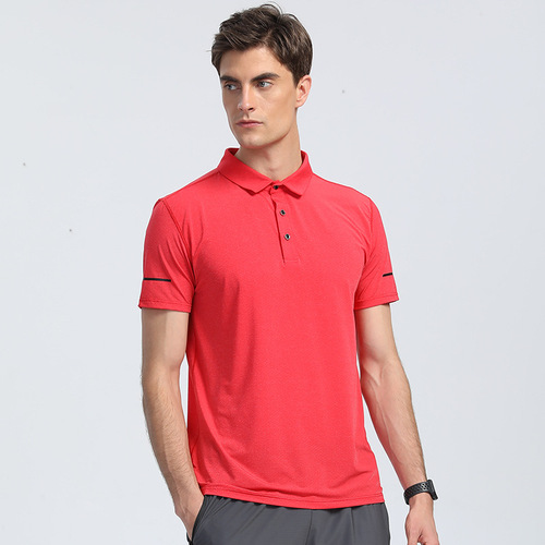 Sports reflective striped polo shirt for men and women, lapel golf outdoor fitness nylon short-sleeved quick-drying T-shirt