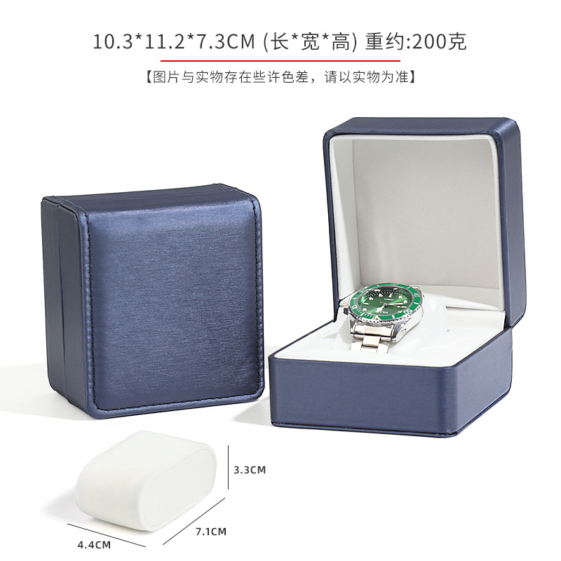 Caja redondeada de cuero PU para reloj, caja de almacenamiento para exhibición de reloj cepillado, caja de embalaje para reloj con tapa, lista para la venta