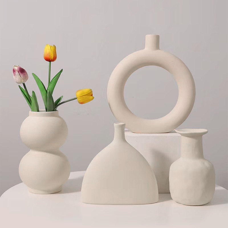 北欧ins風シンプル素胚陶磁器花瓶置物ホームリビングルーム見本間酒棚玄関装飾品|undefined