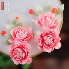 古风绢花发夹汉服仿真花甜美花朵边夹头饰明制唐风发饰古装配饰品
