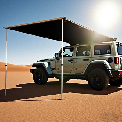 Canopy Sunshade Enclosure, Avtomobil dam çadırları - khaki-black-vinyl-car-side-awning-pu-leather-shell-16x25