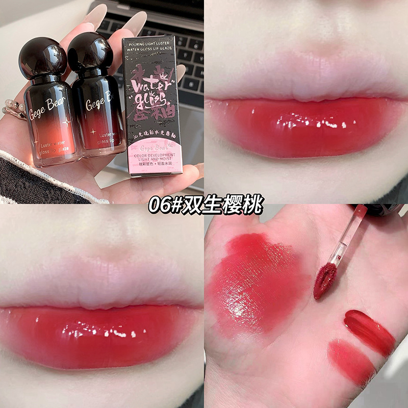 Gegebear Qingxin Water Light Lip Glaze Hidratante Dudu Lip Reproducción de color Brillo de labios blanco Primavera y verano Brillo de labios transfronterizo femenino