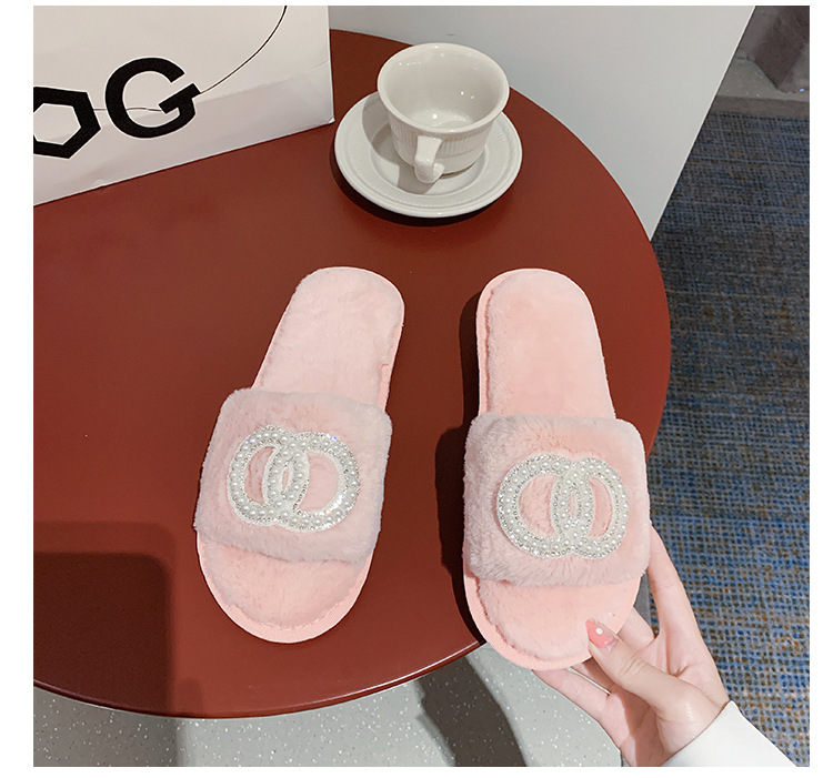 Fellhausschuhe im Feenstil für Damen zum Tragen von Oberbekleidung, neu, für den Innenbereich, weiche Sohle, bequem, einzeilig, offene Zehenpartie, Baumwolle_voghion.com