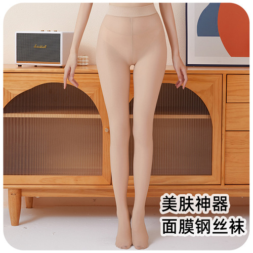 Mask-style tights, summer women's pantyhose, thin high-waisted belly-control, snag-resistant, durable, watermelon-crotch base layer tights, sheer leg stockings.
